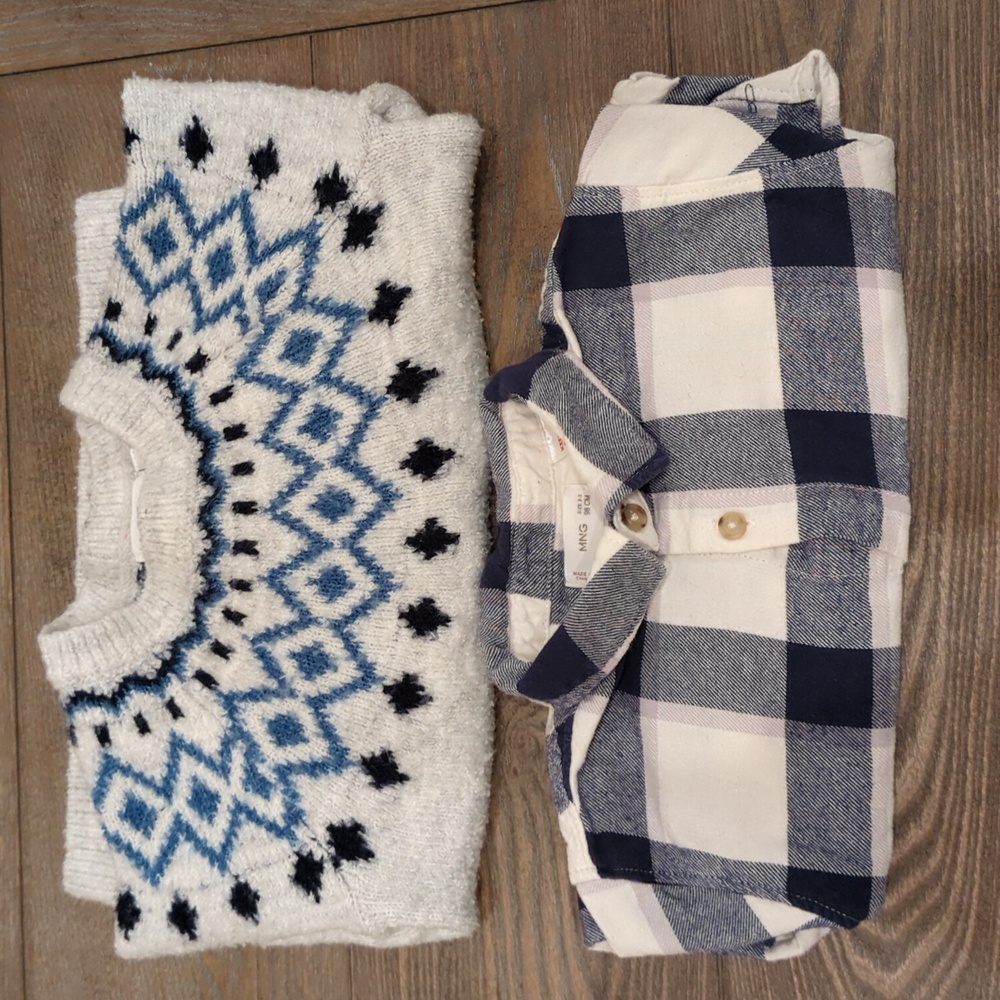 Mango Toddler Boy Sweater And Plaid Shirt